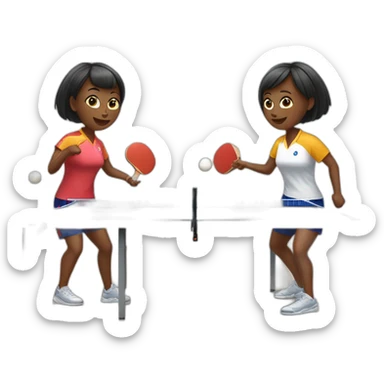 two women play table tennis sticker