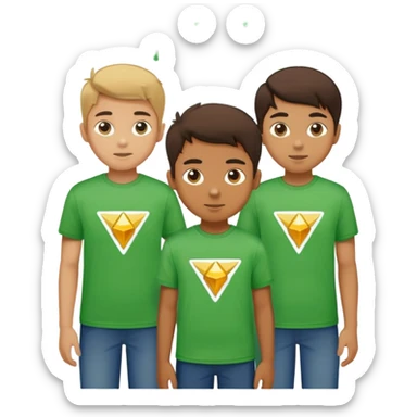 I want boys in green t-shirts with text "Trinity" sticker