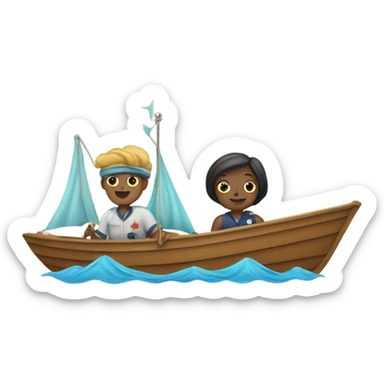 An Aquarius and a cancer in a boat sailing sticker