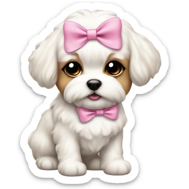 Schichon puppy pink bow sticker
