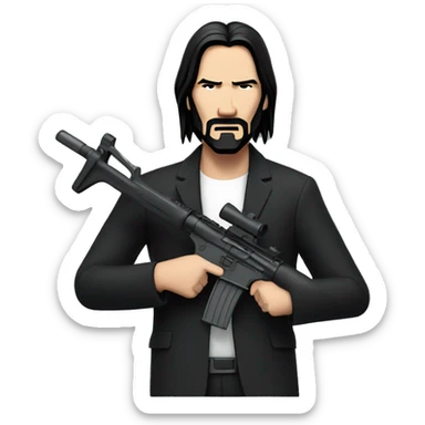 John Wick holding an AR 15 sticker