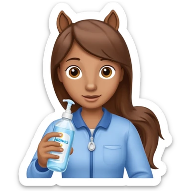 A cartoon horse holding johnson baby oil soltion  sticker