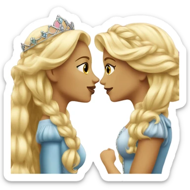 2 women princesses couple blonde kiss sticker