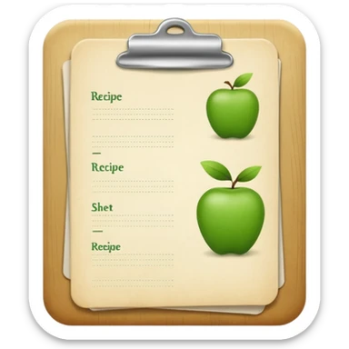 Small icon emoji of recipe sheet, minimum details, green #36a767 main color sticker