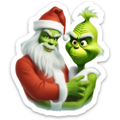 The grinch and Santa making a deal sticker