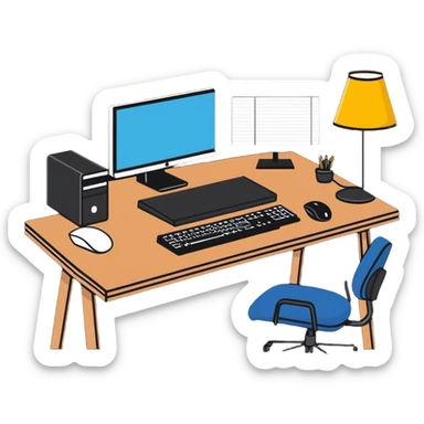 Home office setup no person sticker