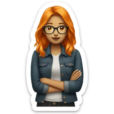 A orange hair young woman dressing glasses sticker
