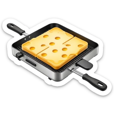 minimalist raclette grill, top view, iOS Apple emoji style sticker