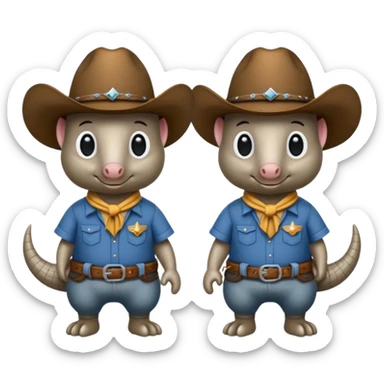 armadillos with cowboy hat team logo  sticker