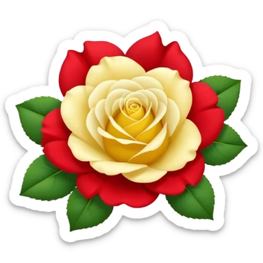 One red flower and one white flower and one small yellow rose below them sticker