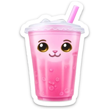 Pink cat Drink bubble tea sticker