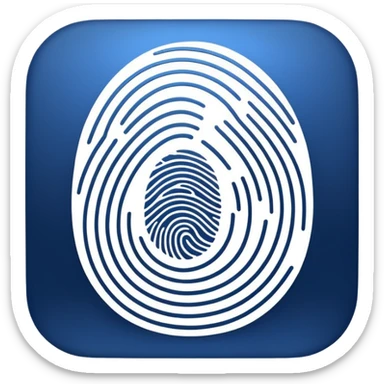 Logo for 'DI' with an abstract fingerprint design. Integrate letters D and I subtly in the fingerprint lines. Use modern colors like deep blue, silver, black, and white. Simple, clean, futuristic, and scalable for app icons." sticker
