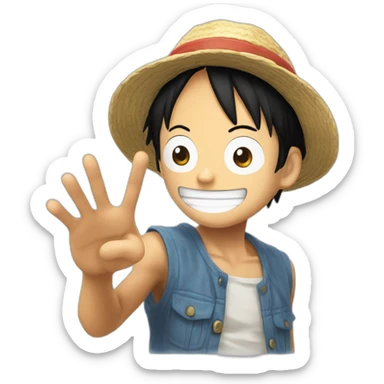 Luffy Say hi hand up sticker