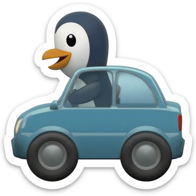 Penguin riding a car sticker