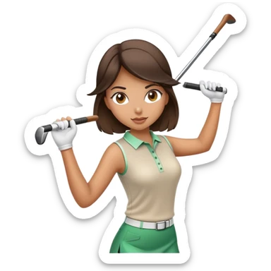 Brunette girl swinging golf club sticker