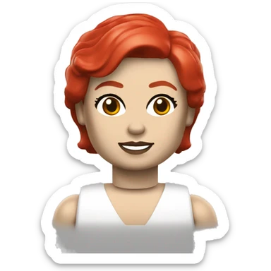 Lego minifig girl white skin red short hair sticker