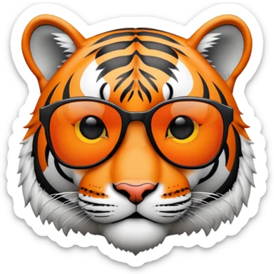 tiger face with dark lens sunglasses, cool expression sticker