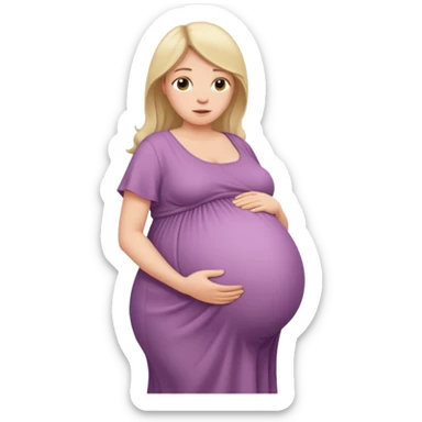 very heavily pregnant overdue lady with large belly  sticker