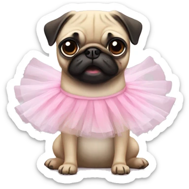 pug with a tutu sticker