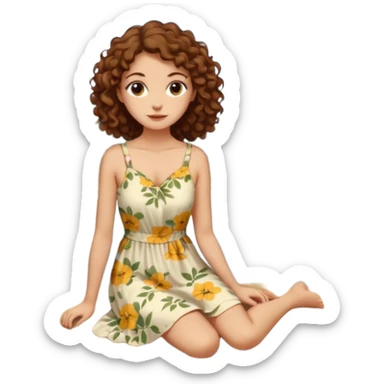 Sexy brown eyes, brown curly hair, white ethnicity half syren resting at shore of a lake in the forest sticker