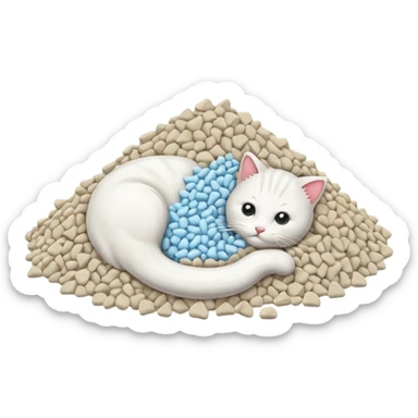 a pile of cat litter (white) sticker