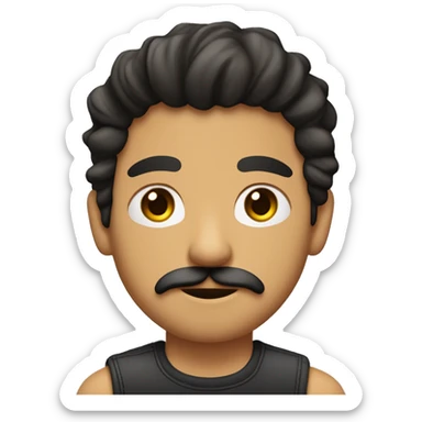 chico joven moreno con pelo liso, ojos color miel, bigote, y perilla, con dilataciones en las orejas y un piercing en la nariz sticker