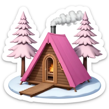 la tent that is a sauna and its smoke out the pipe try one with snow and trees around also pink
ag den mer som en rundt firkant og sort, også kan det stå SAUNA på pink sticker