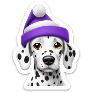 Dalmatian wearing purple Christmas hat sticker