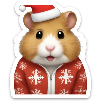 Fluffy brown hamster wearing a christmas Sweatshirt  sticker