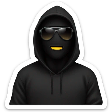 guy wearing black hoodie with black storm mask, blac sunglasses  sticker