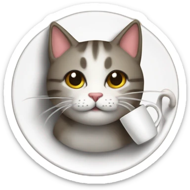 Gato con taza de café sticker