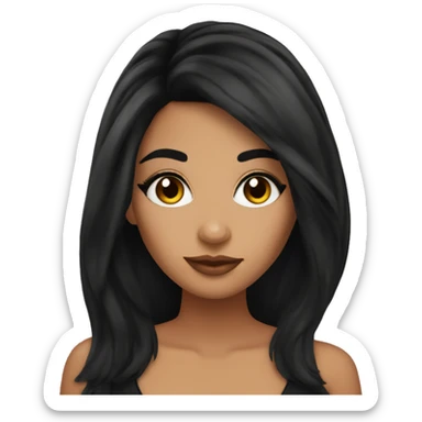 latina with eyelashes and makeup with black hair sticker