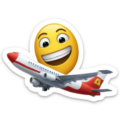 laughing face grabbing an airplane sticker