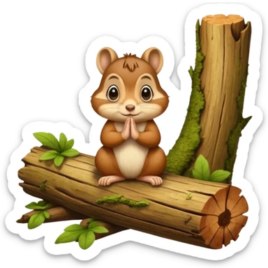  chipmunk praying to a log sticker