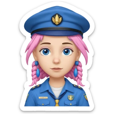 very pretty boy big blue eyes, scout girl with pretty pink uniform, blue dreadlocks, and big earrings and scouts hat sticker