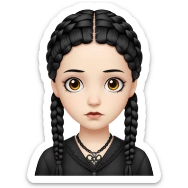 Wednesday with the two braids black sticker