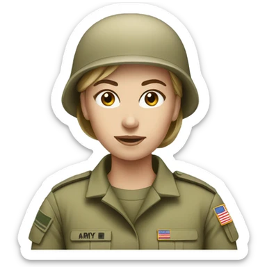 White female army soldier  sticker