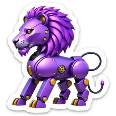 glitter mech lion purple cyberpunk sticker