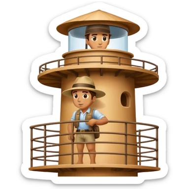 Man looking out of watchtower sticker