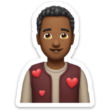 man with hearts instead of eyes sticker