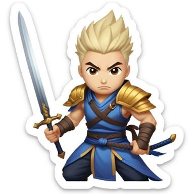 league of legends skin yasuo angry with sword sticker