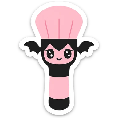 BLACKPINK-inspired gothic makeup brush, no hearts, cute and stylish, black and pink colors sticker