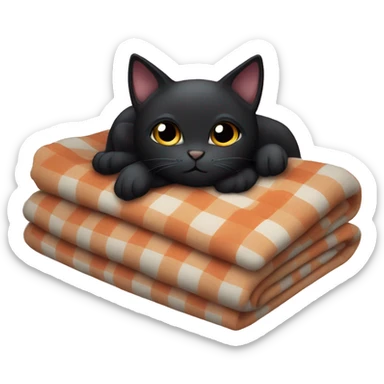 Cute black cat laying on a blanket sticker