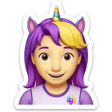 Shirley Shawn the Unicorn from The Wiggles with yellow skin with purple hair sticker