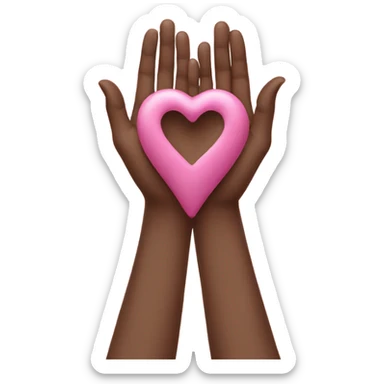  Heart hands around a pink heart sticker
