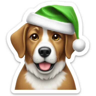 Christmas withe dog with hat  sticker