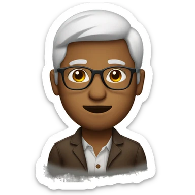 a half italian half indian man with glasses and brown hair sticker