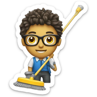 geek with mop sticker