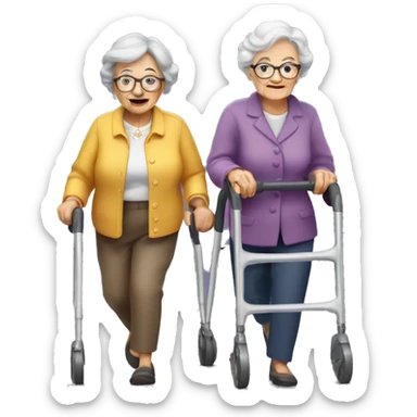 Two grannys walking frame sticker