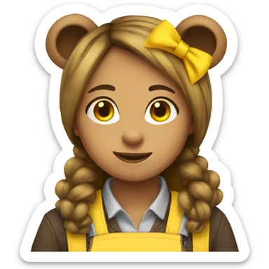 Girl bear working with yellow best  sticker